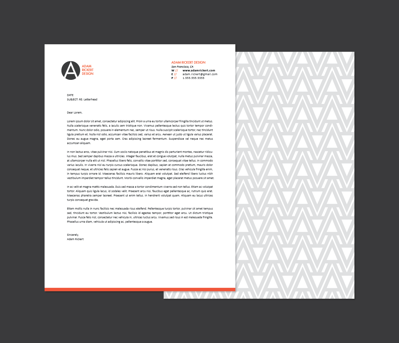 personal branding letterhead front and back