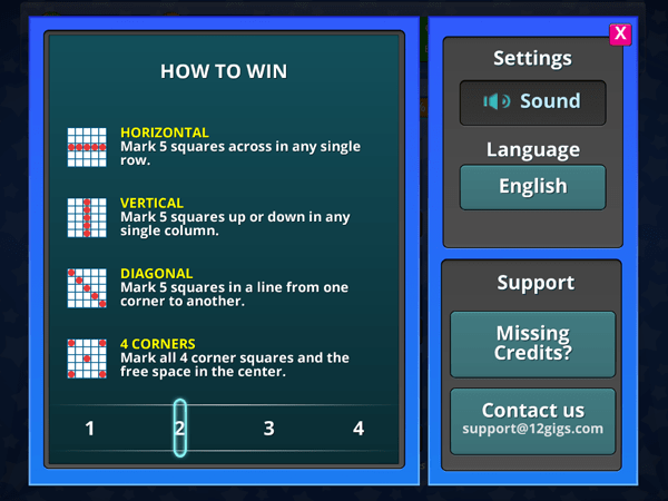 Bingo Heaven - Settings, Suport, and Instructions