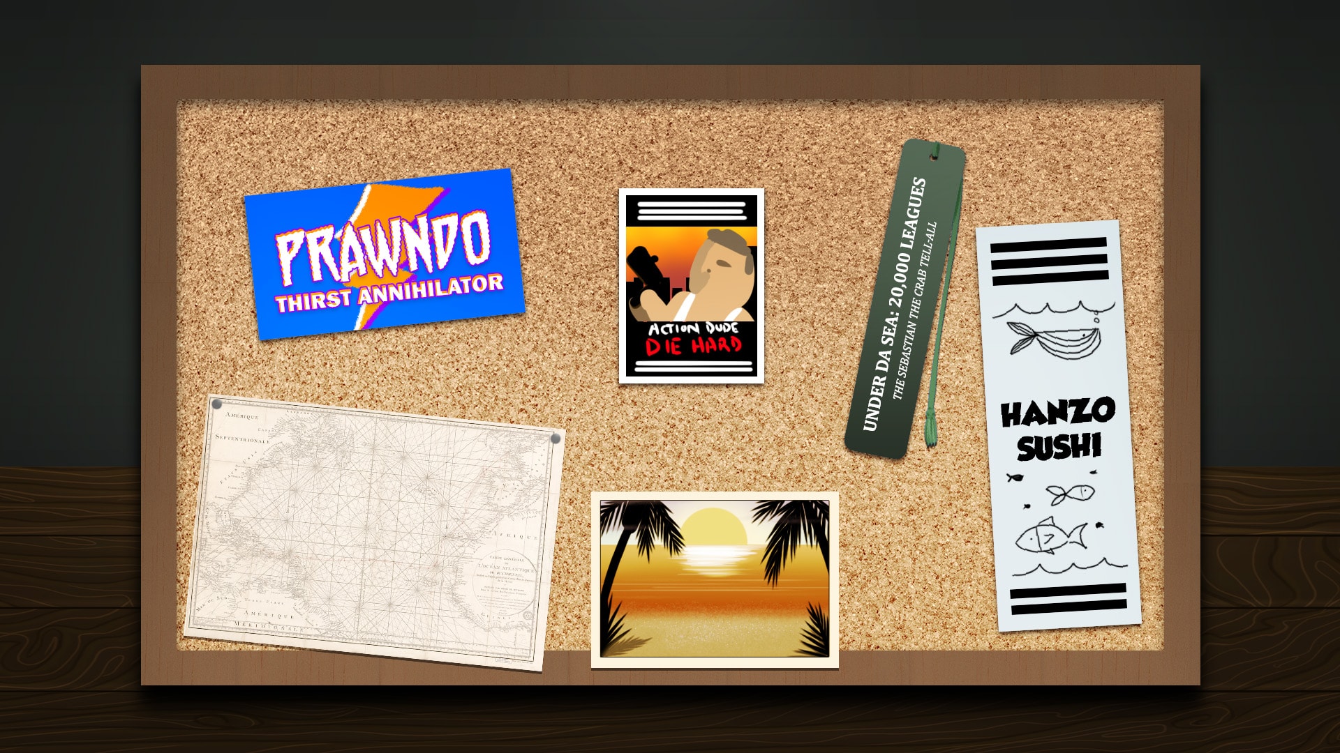 The corkboard of collectables